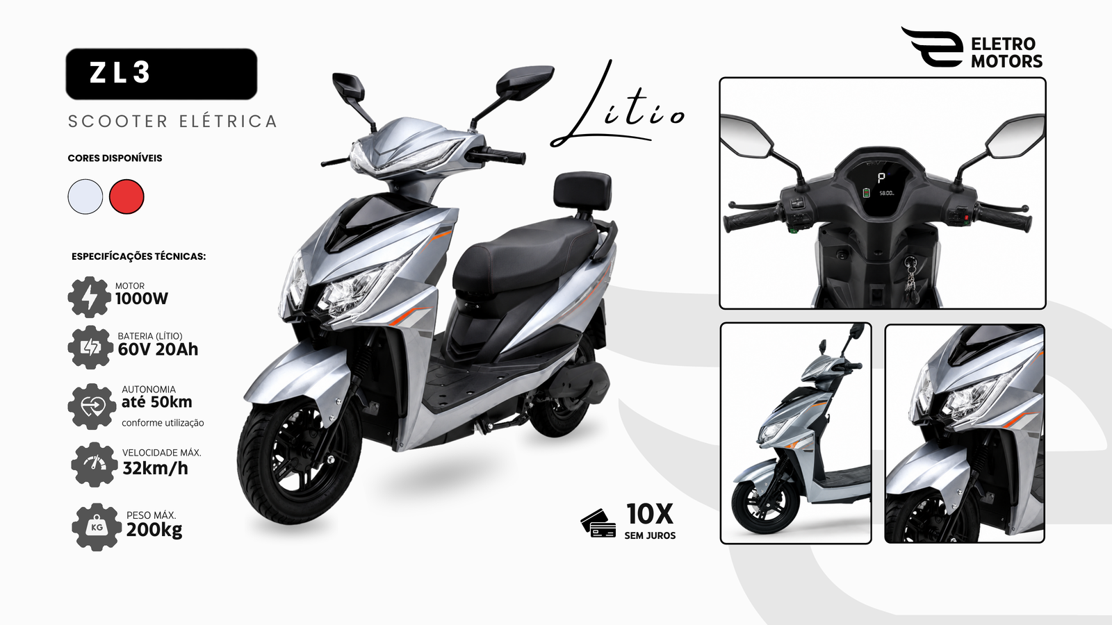 ZL3 Lítio: scooter elétrica com especificações técnicas